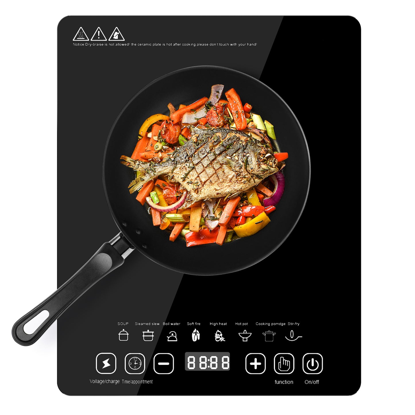 Parrilla Eléctrica Inducción2200w Control Tactil Color Negro