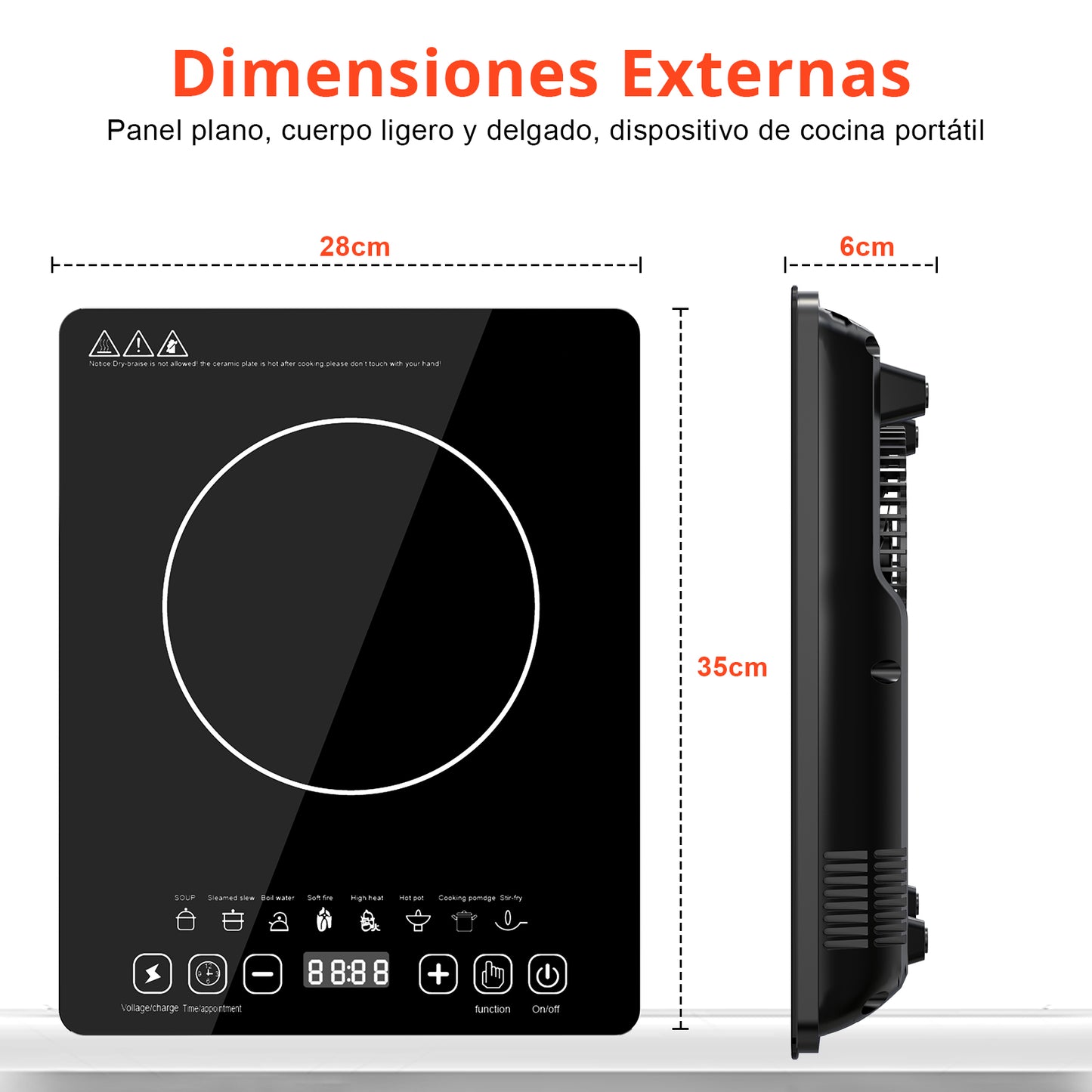 Parrilla Eléctrica Inducción2200w Control Tactil Color Negro