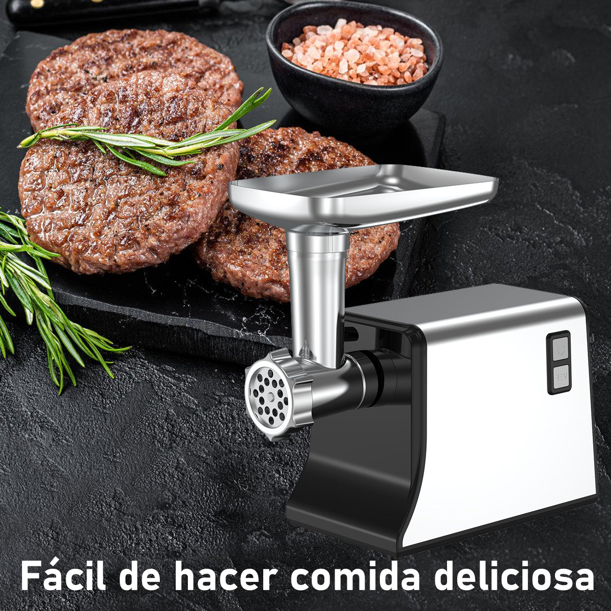 Molino de carne eléctrico 800W, moledor de carne con 3 placas de corte, kit de salchichas, carcasa de acero inoxidable, motor de cobre duradero, picadora de alimentos profesional para cocina doméstica