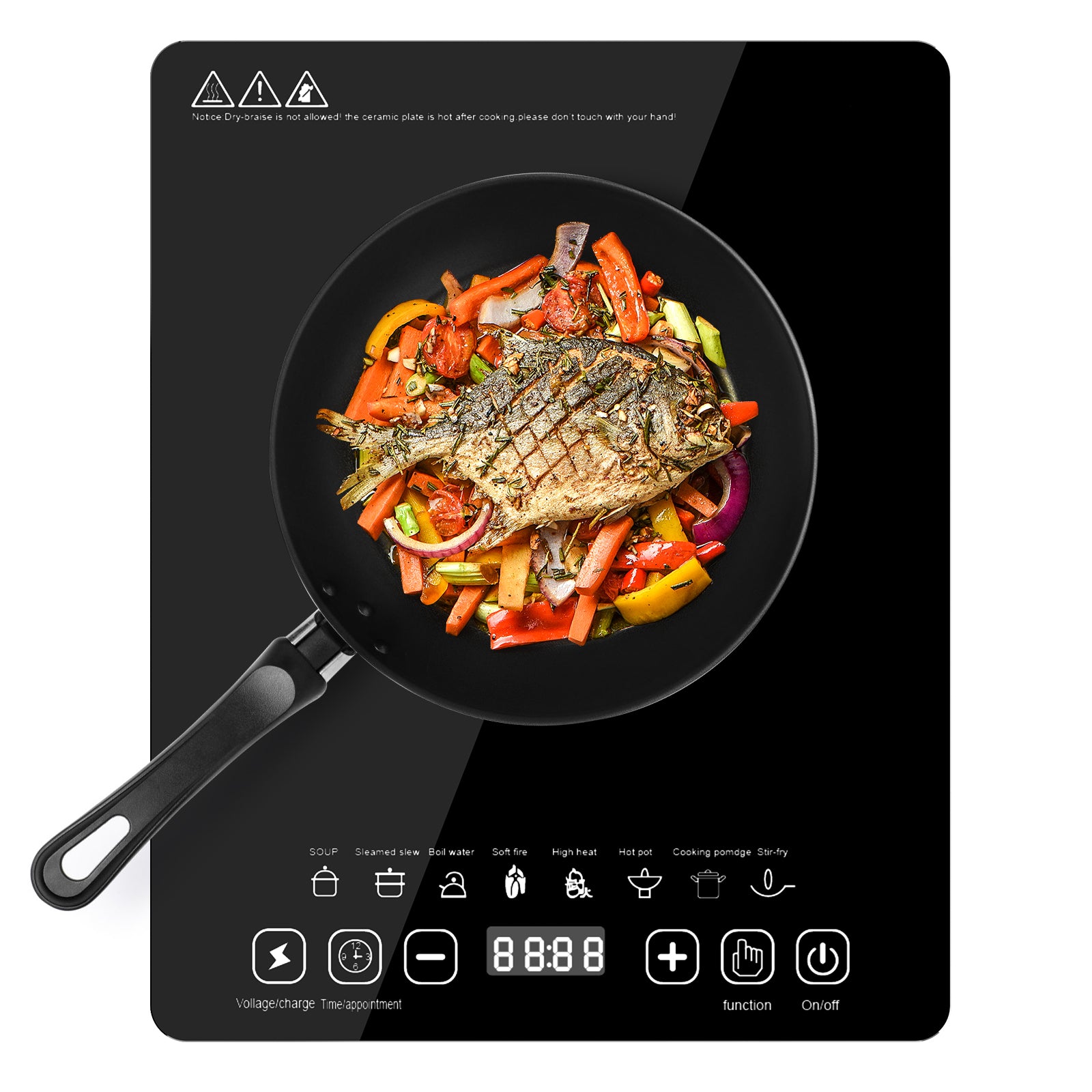 Parrilla Eléctrica Inducción2200w Control Tactil Color Negro