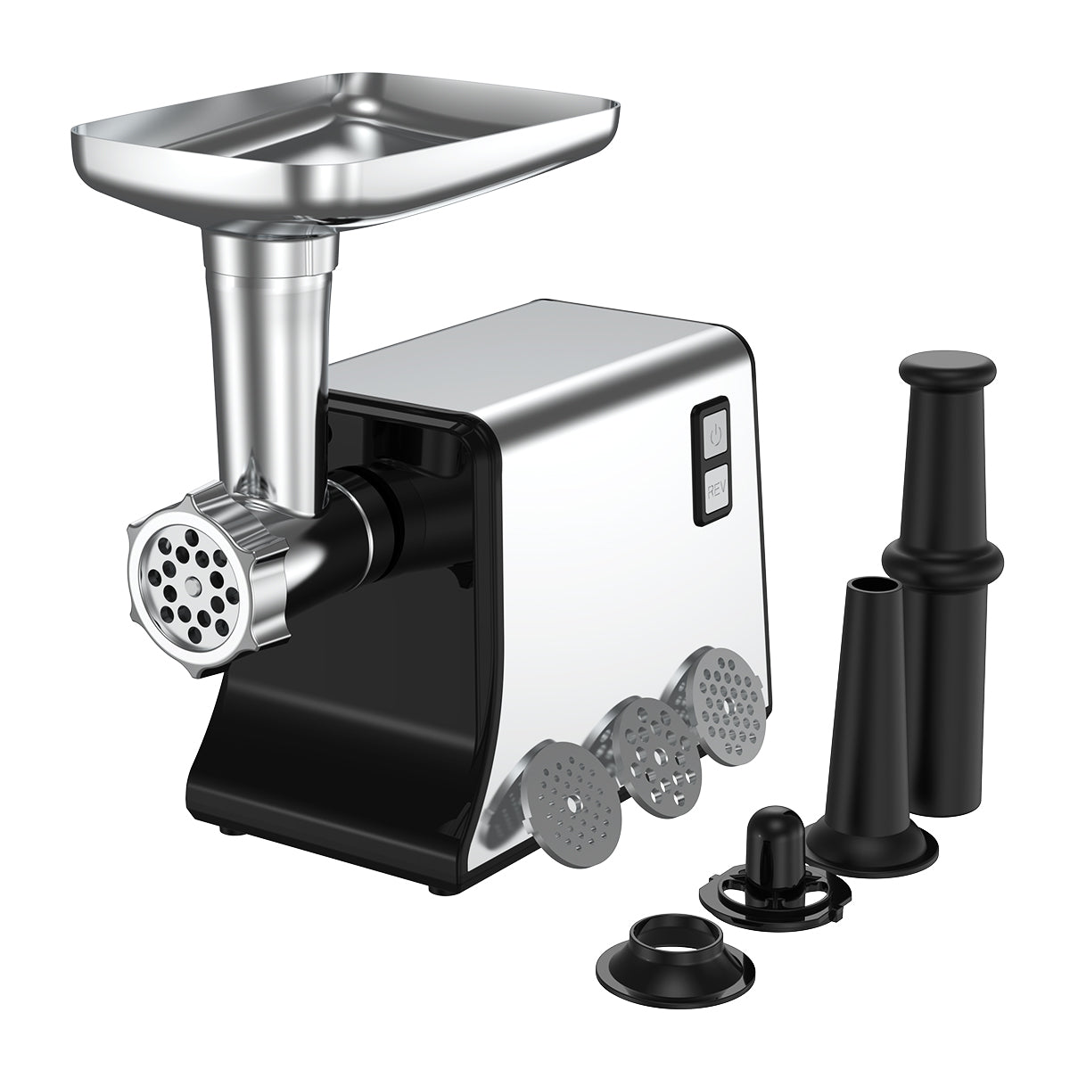 Molino de carne eléctrico 800W, moledor de carne con 3 placas de corte, kit de salchichas, carcasa de acero inoxidable, motor de cobre duradero, picadora de alimentos profesional para cocina doméstica