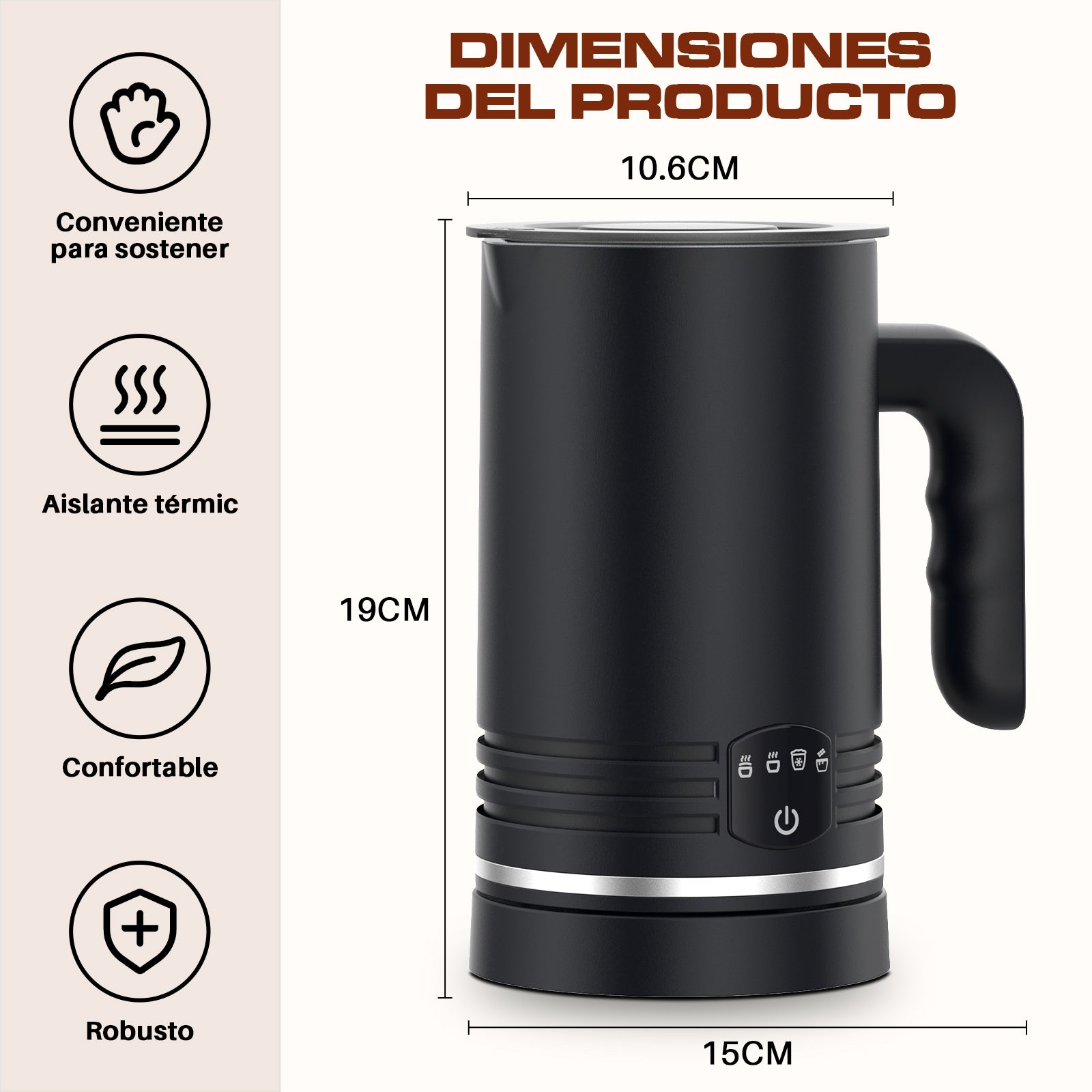 Espumador de Leche Eléctrico Mera House 4 en 1, 600ml 400W,