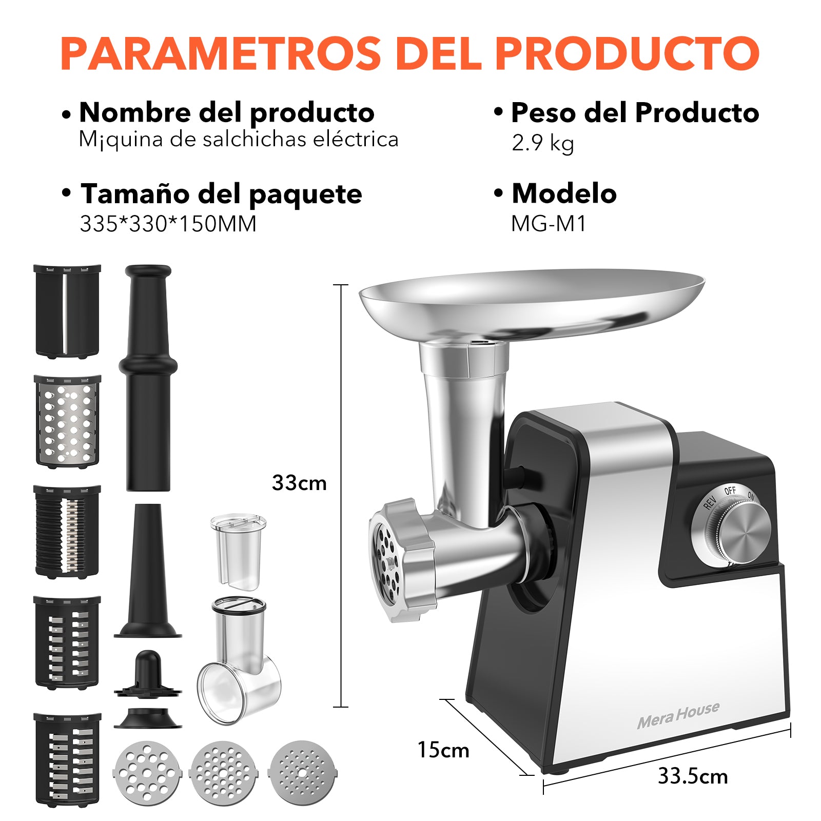 Picadora De Carne Y Cortador De Verduras Electrico 2 En 1
