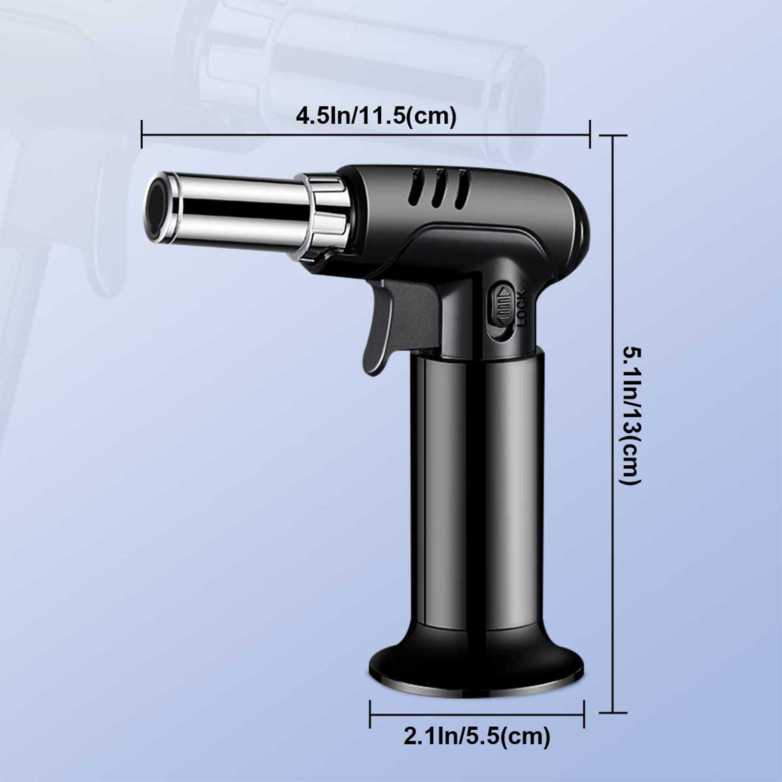 Mera House Soplete de Cocina Profesional Recargable de Gas Butano con Cierre de Seguridad, Llama Ajustable y Bloqueo – Antorcha de Cocina Invertible para Repostería, Barbacoa y Camping (Negro)