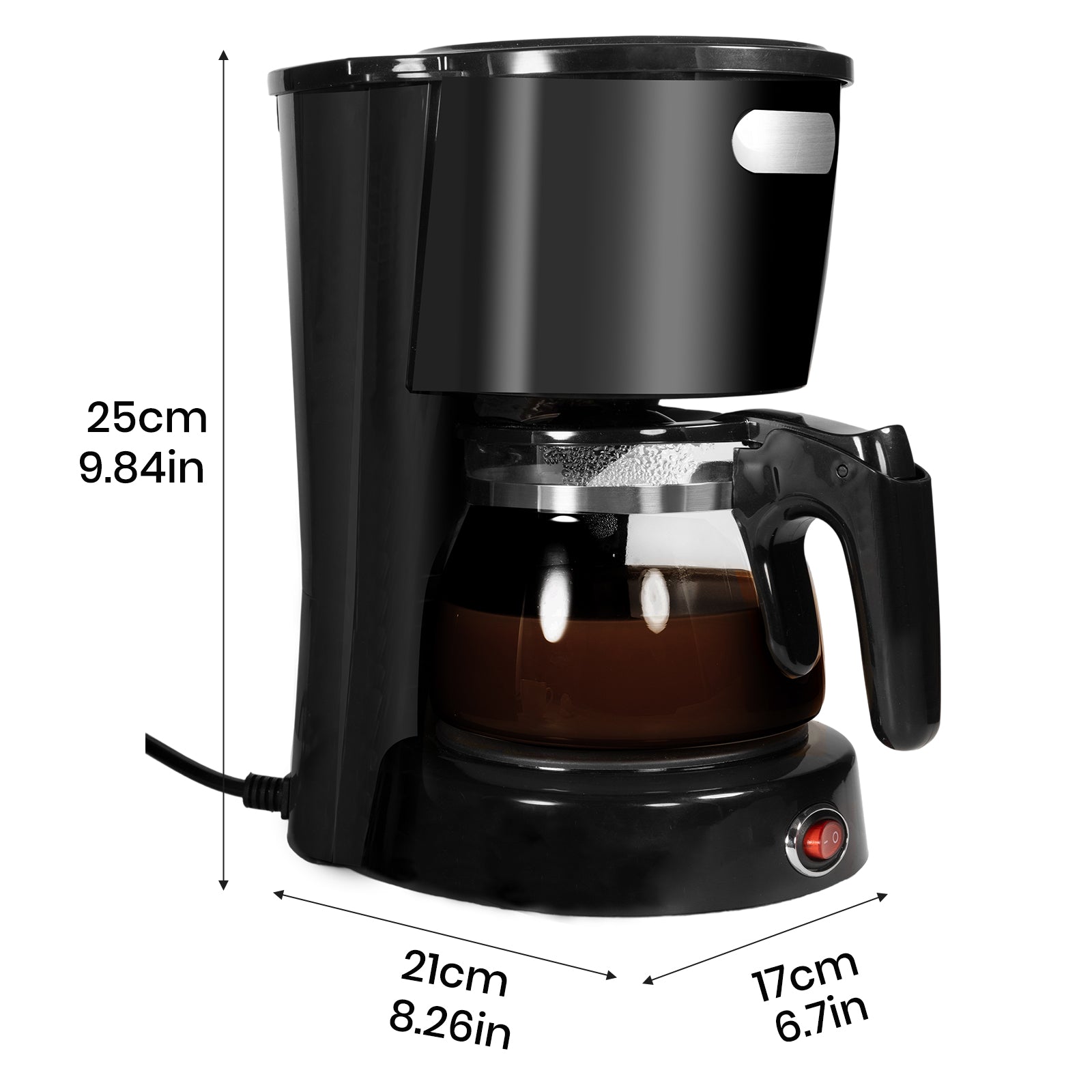 Mera House Cafetera de Goteo Eléctrica 6 Tazas con Filtro Permanente, Función Antigoteo, Mantenimiento de Calor y Control de Intensidad – 600W, 0.6L, Compacta y Práctica