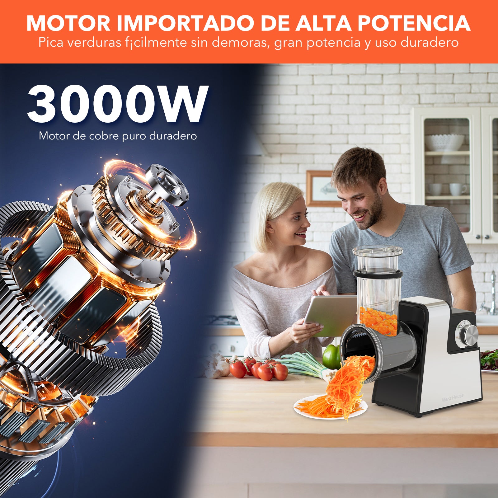 Picadora De Carne Y Cortador De Verduras Electrico 2 En 1