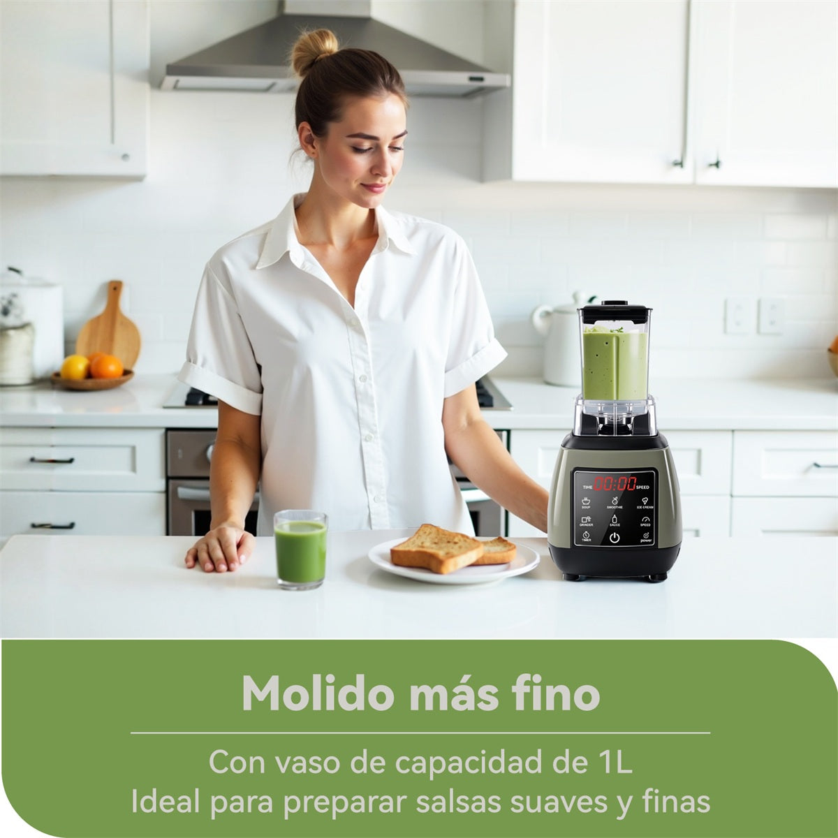 Mera House Licuadora Profesional 1600W 2.2L – Blender Digital Portátil con 6 Programas Auto-iQ, Pantalla Táctil, Tecnología de Pulso, 9 Velocidades, 6 Cuchillas y 2 Vasos – Ideal para Frappe/Smoothies