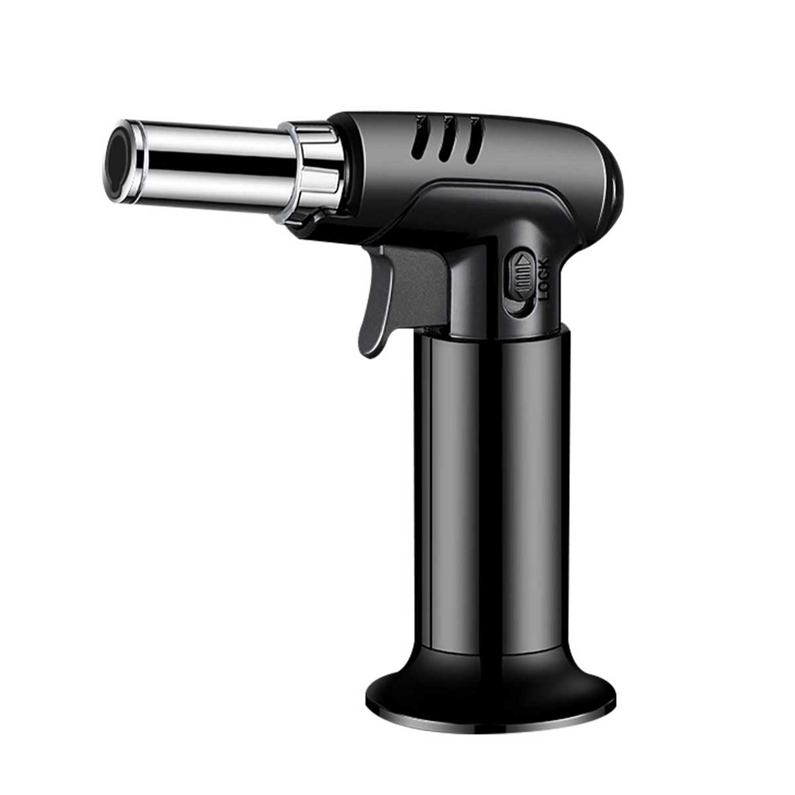 Mera House Soplete de Cocina Profesional Recargable de Gas Butano con Cierre de Seguridad, Llama Ajustable y Bloqueo – Antorcha de Cocina Invertible para Repostería, Barbacoa y Camping (Negro)