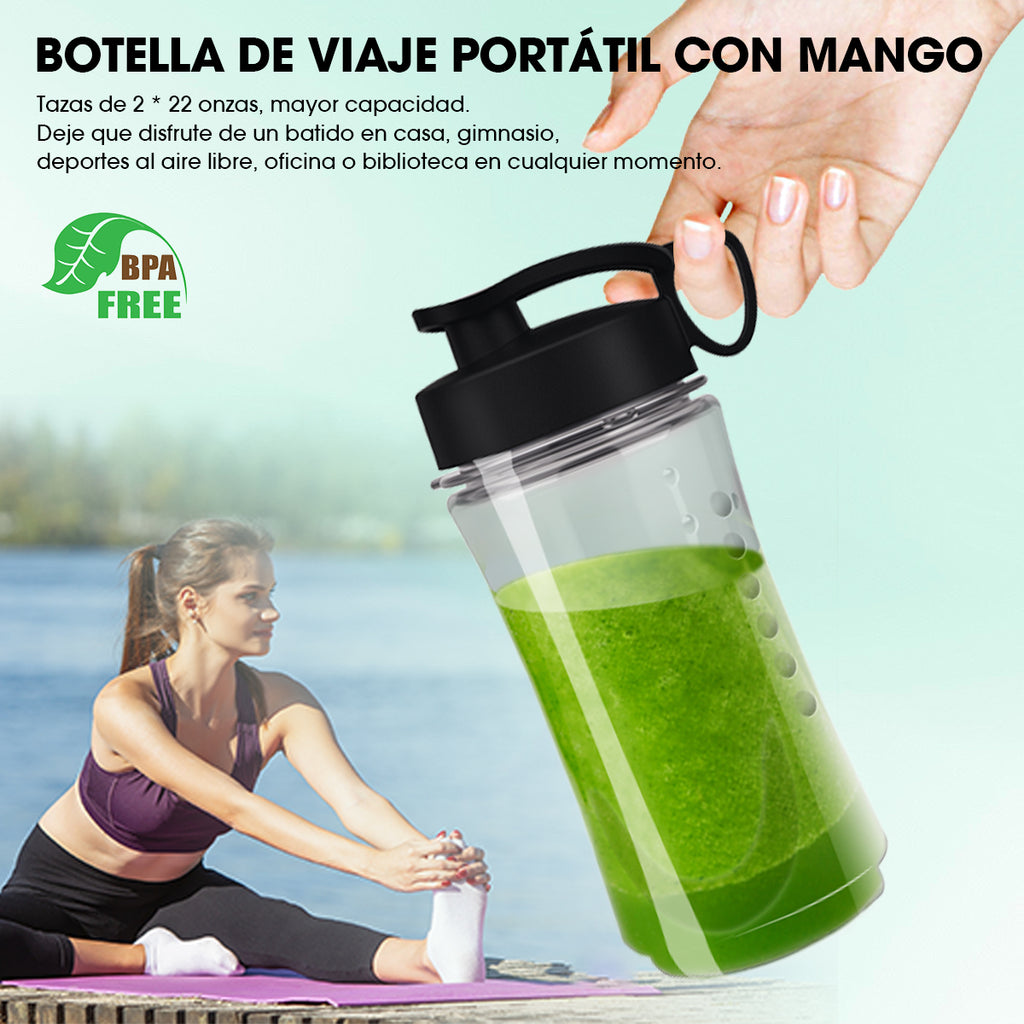 Mera House Licuadora 3 en 1 con vaso de vidrio 2L, 1000W de potencia para licuados y hielo, 3 velocidades, incluye vaso portátil y molino, un electrodoméstico pequeño ideal para tu cocina