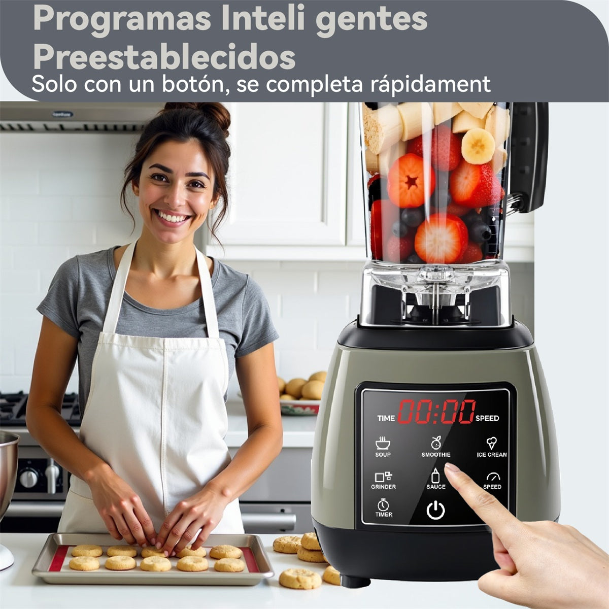 Mera House Licuadora Profesional 1600W 2.2L – Blender Digital Portátil con 6 Programas Auto-iQ, Pantalla Táctil, Tecnología de Pulso, 9 Velocidades, 6 Cuchillas y 2 Vasos – Ideal para Frappe/Smoothies