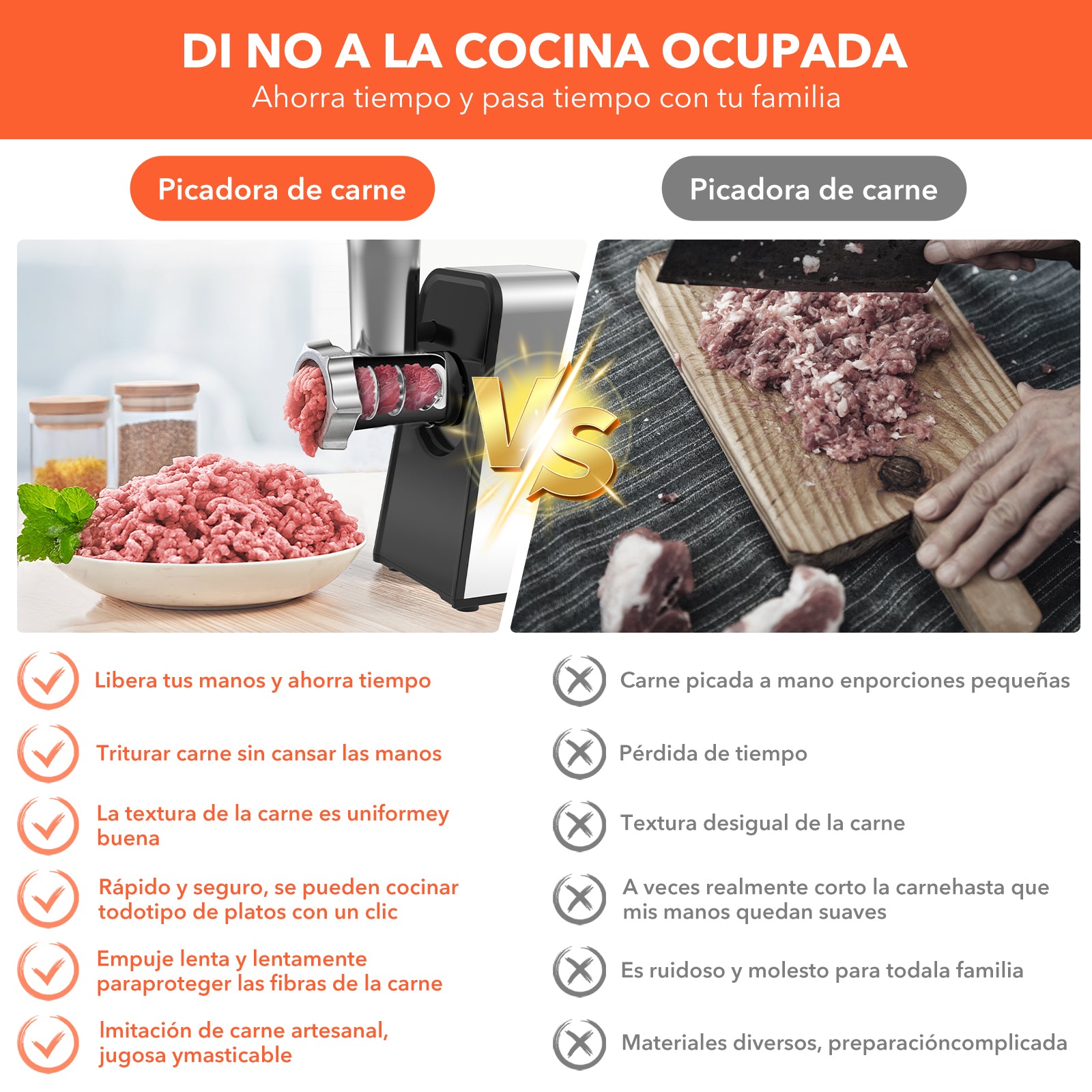 Picadora De Carne Y Cortador De Verduras Electrico 2 En 1