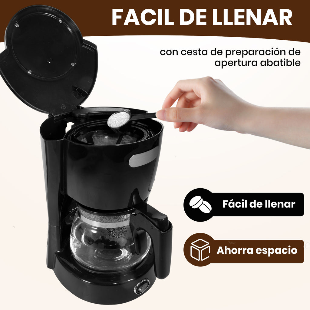 Mera House Cafetera de Goteo Eléctrica 6 Tazas con Filtro Permanente, Función Antigoteo, Mantenimiento de Calor y Control de Intensidad – 600W, 0.6L, Compacta y Práctica