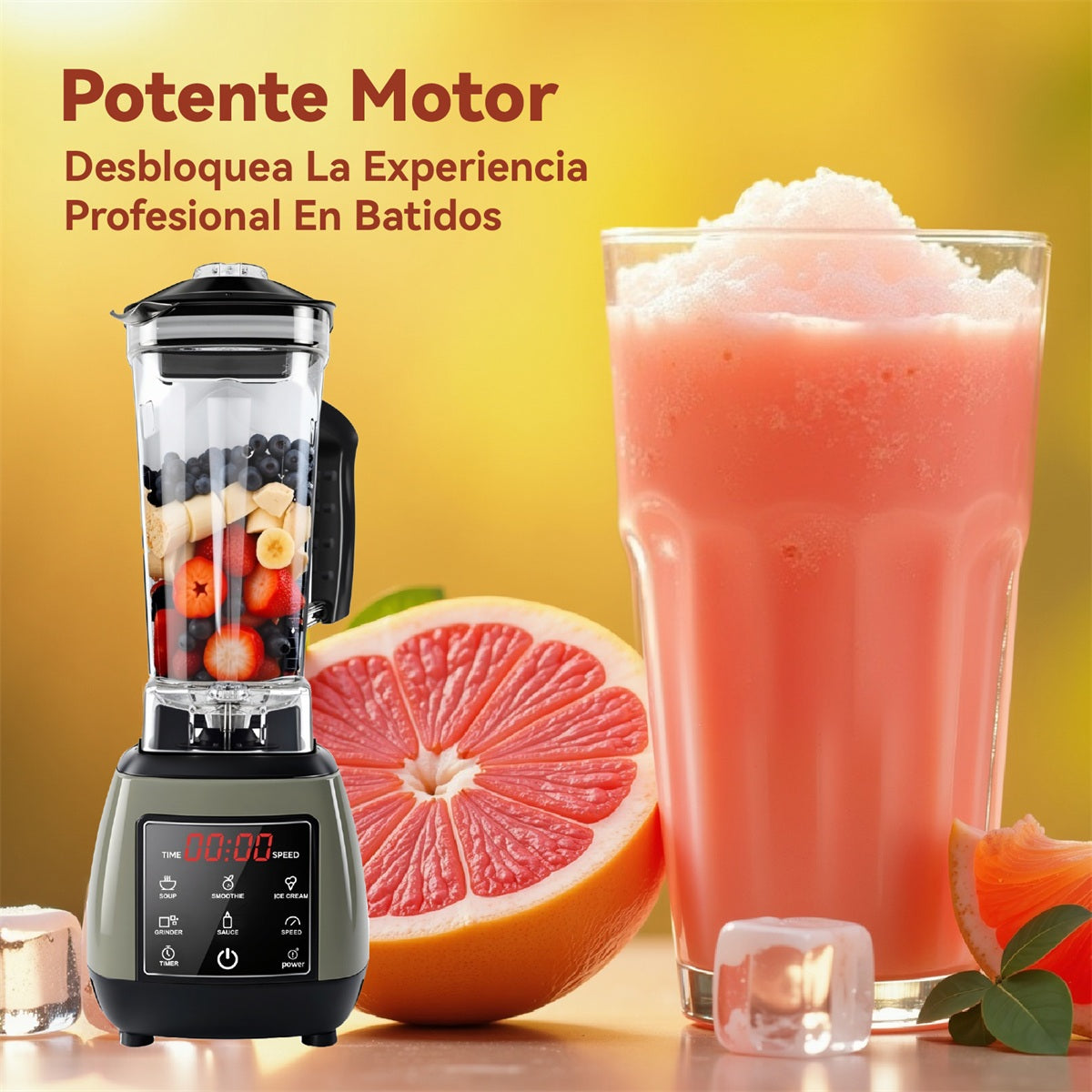 Mera House Licuadora Profesional 1600W 2.2L – Blender Digital Portátil con 6 Programas Auto-iQ, Pantalla Táctil, Tecnología de Pulso, 9 Velocidades, 6 Cuchillas y 2 Vasos – Ideal para Frappe/Smoothies