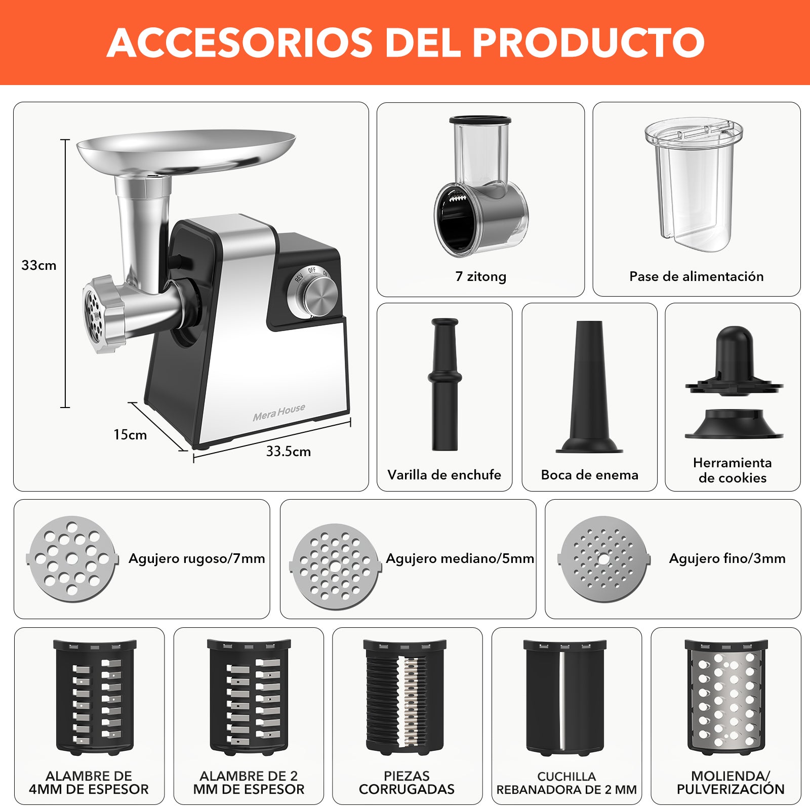 Picadora De Carne Y Cortador De Verduras Electrico 2 En 1