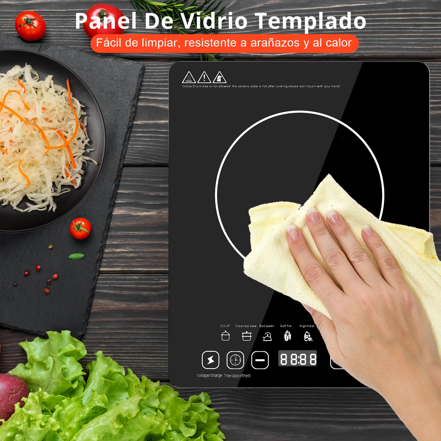 Parrilla Eléctrica Inducción2200w Control Tactil Color Negro